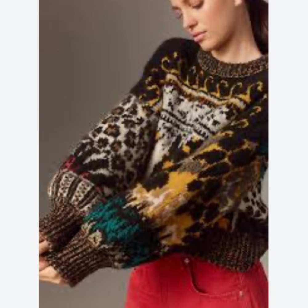Anthropology Pilcro Black and White Patterned Sweater - Picture 2 of 9